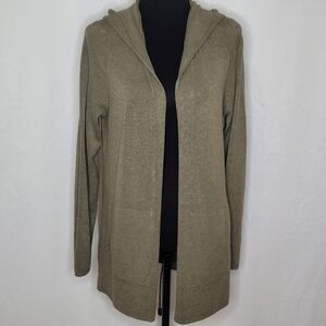 Eileen Fisher Jersey Knit Open-Front Hooded Cardigan - Size PL